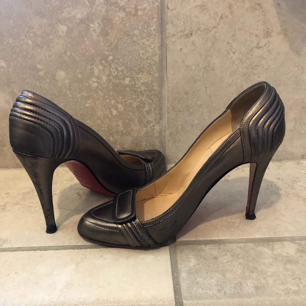 Authentic Christian Louboutin gray heels